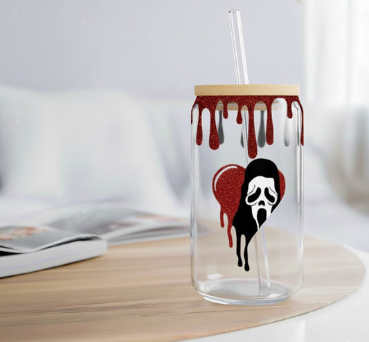 16 oz Ghostface Glitter Drip Cup