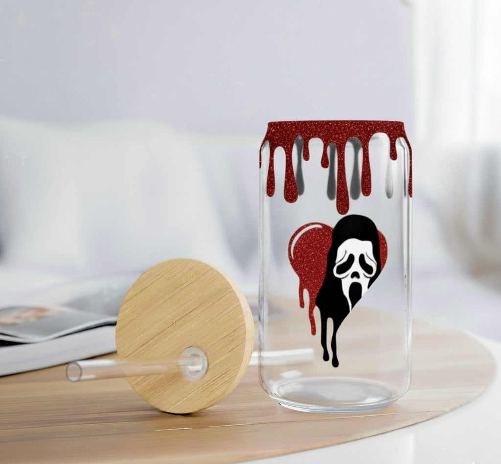 16 oz Ghostface Glitter Drip Cup