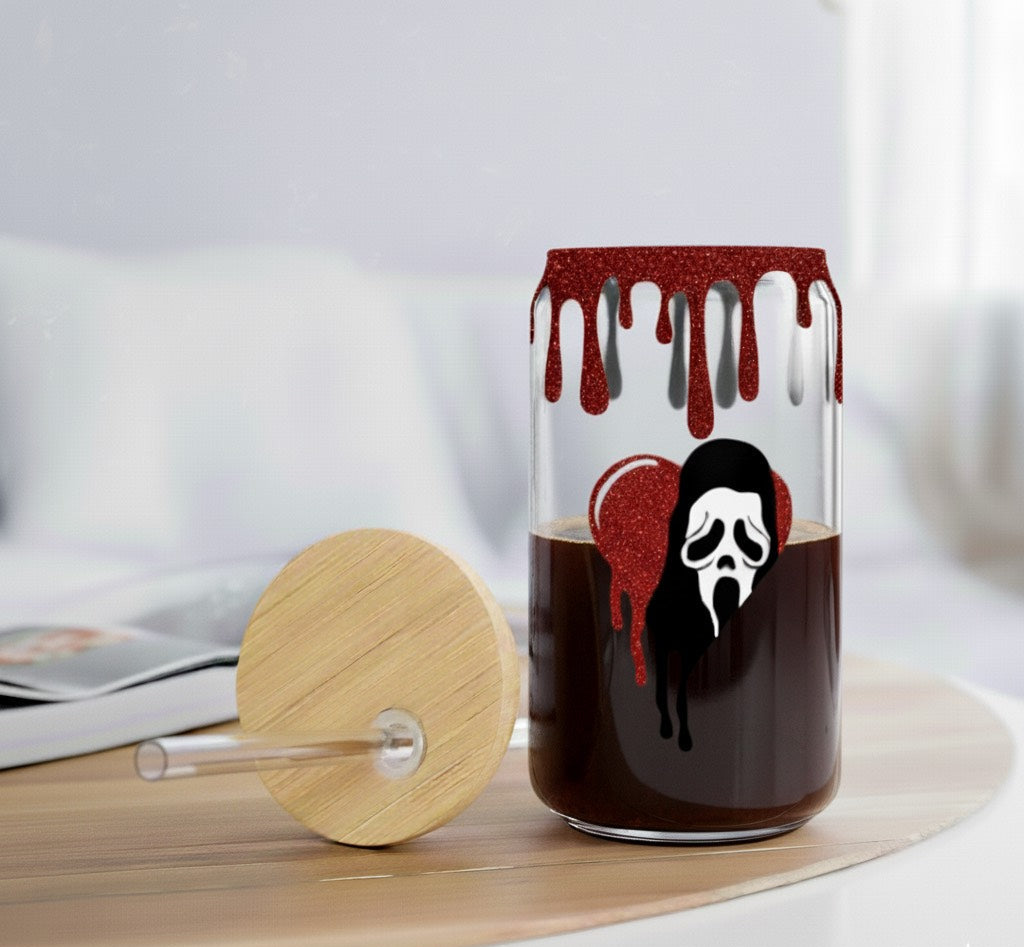 16 oz Ghostface Glitter Drip Cup