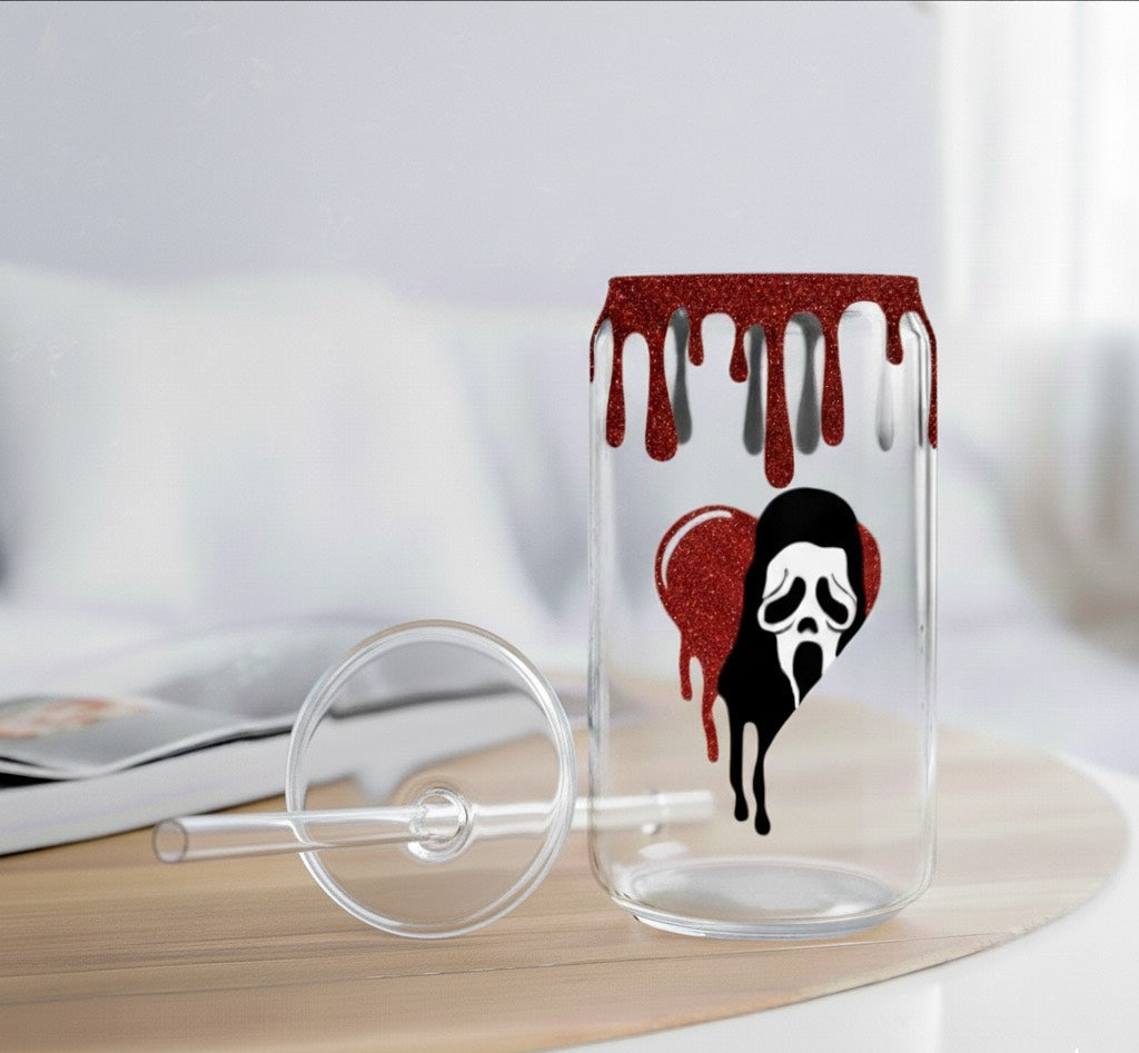 16 oz Ghostface Glitter Drip Cup