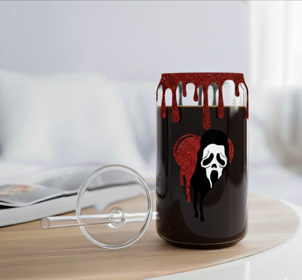 16 oz Ghostface Glitter Drip Cup