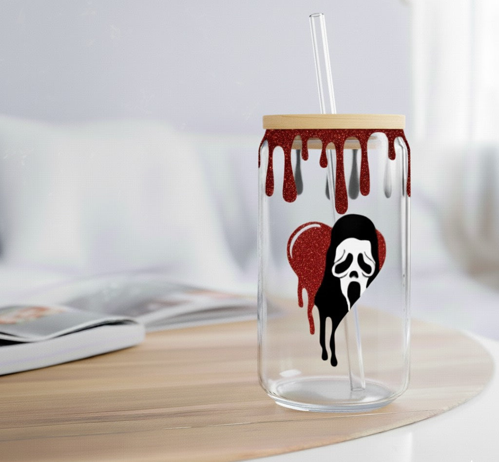 16 oz Ghostface Glitter Drip Cup