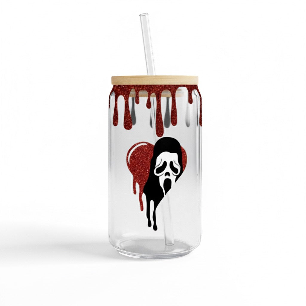 16 oz Ghostface Glitter Drip Cup