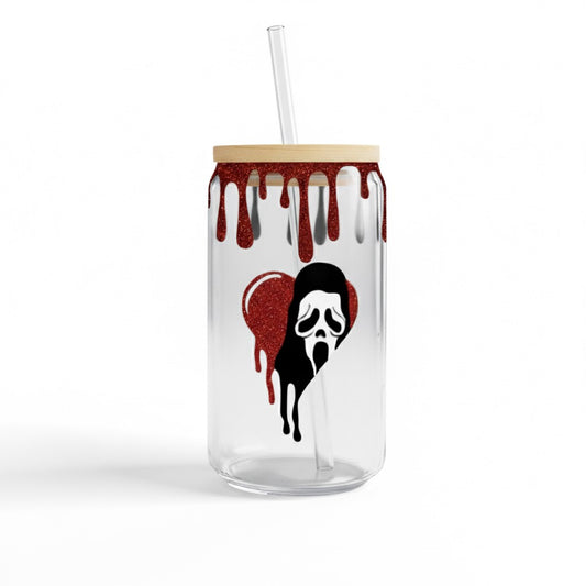 16 oz Ghostface Glitter Drip Cup